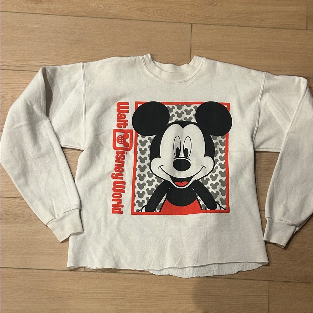 Disney White Sweatshirt with Red & Black Mickey Graphic